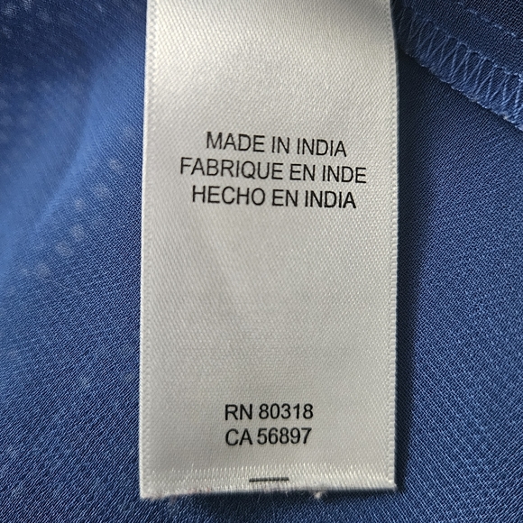 Lucky Brand  Midi Short Sleeves Blue Ruffle Dress White Red Polka-dots Size S - Picture 7 of 8